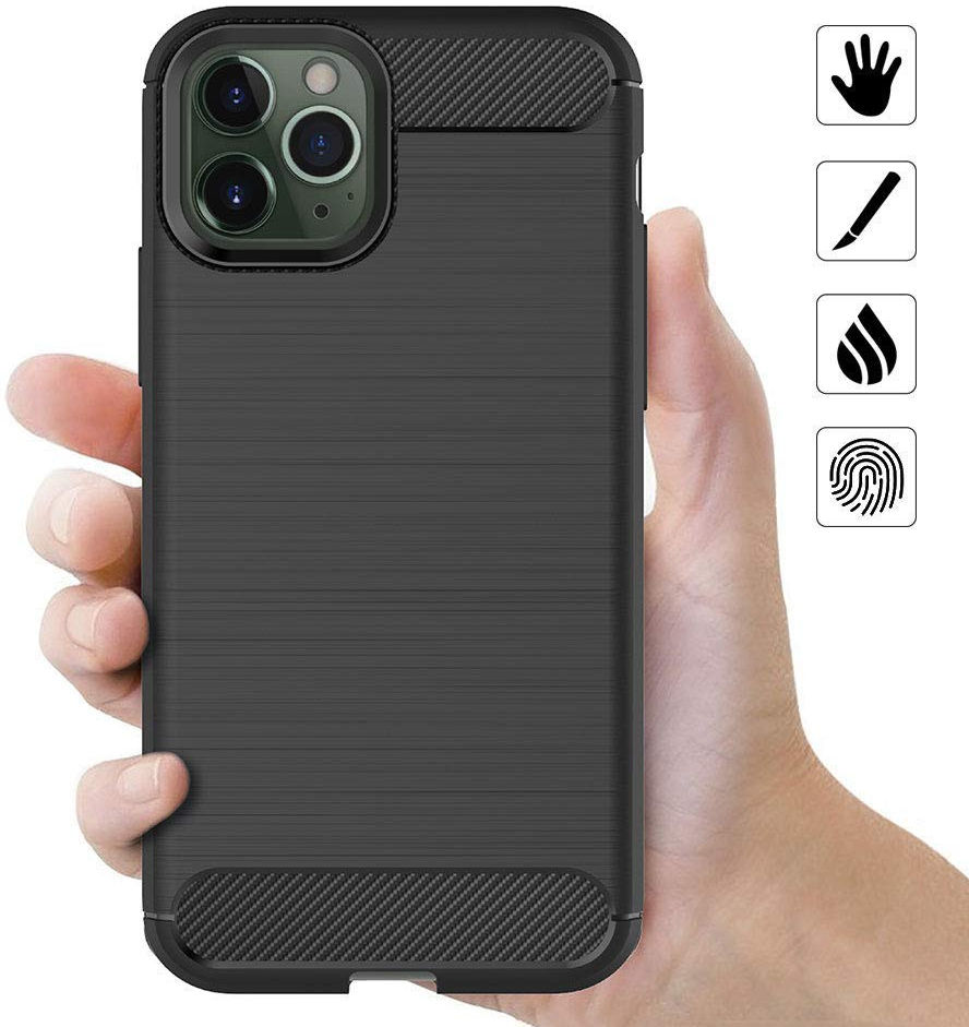 Apple iPhone 11 Pro Max Geborsteld TPU Hoesje Zwart afbeelding 12