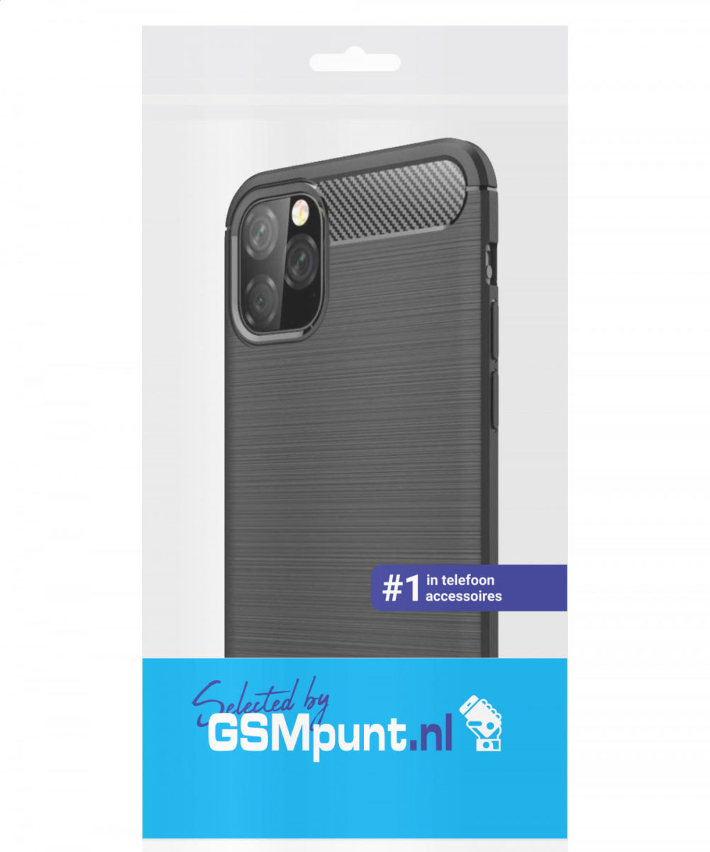 Apple iPhone 11 Pro Max Geborsteld TPU Hoesje Zwart afbeelding 2