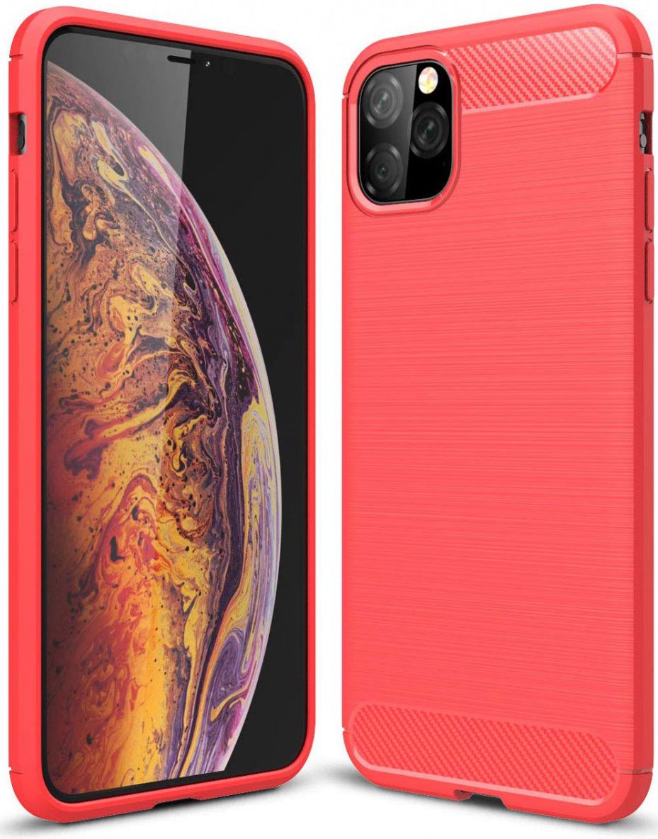 Apple iPhone 11 Pro Max Geborsteld TPU Hoesje Rood afbeelding 2