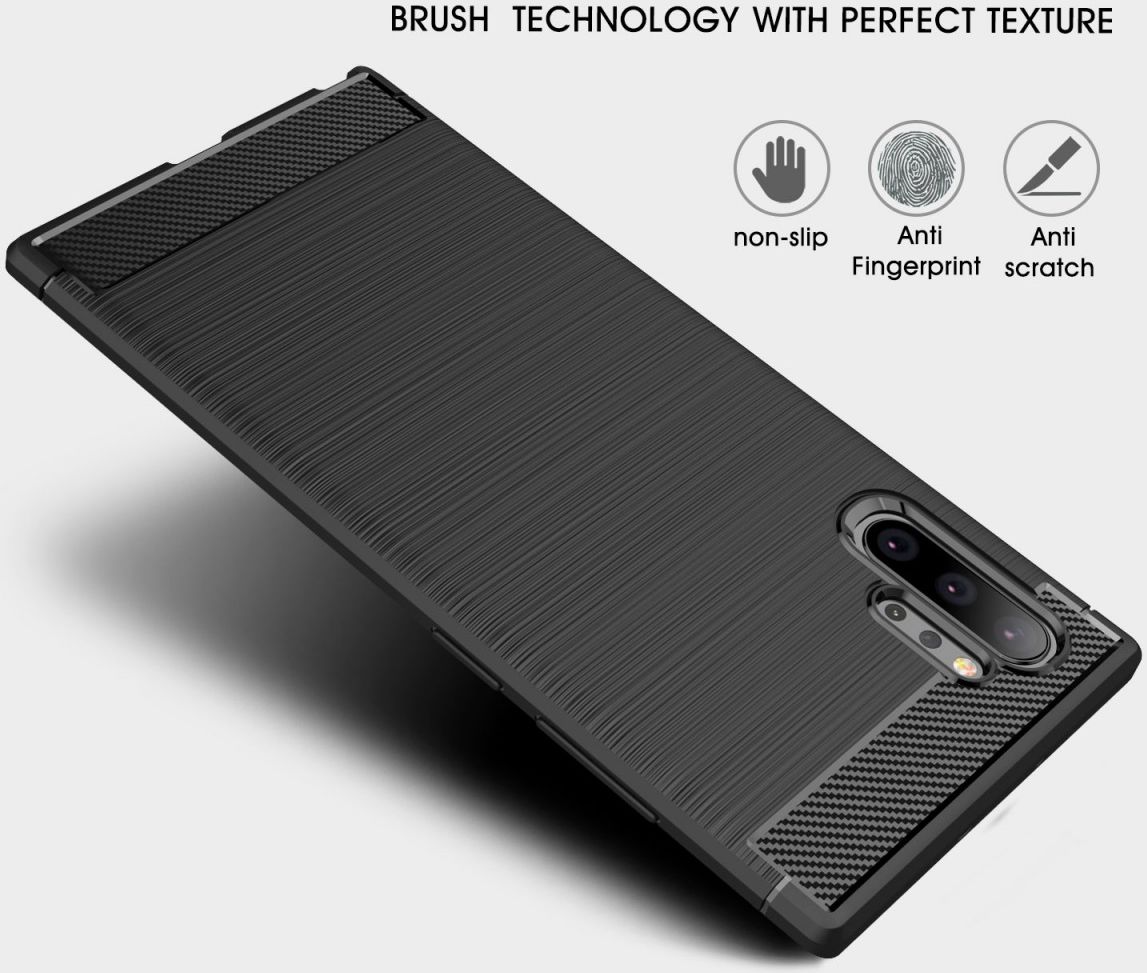 Samsung Galaxy Note 10 Plus Geborsteld TPU Hoesje Zwart afbeelding 2