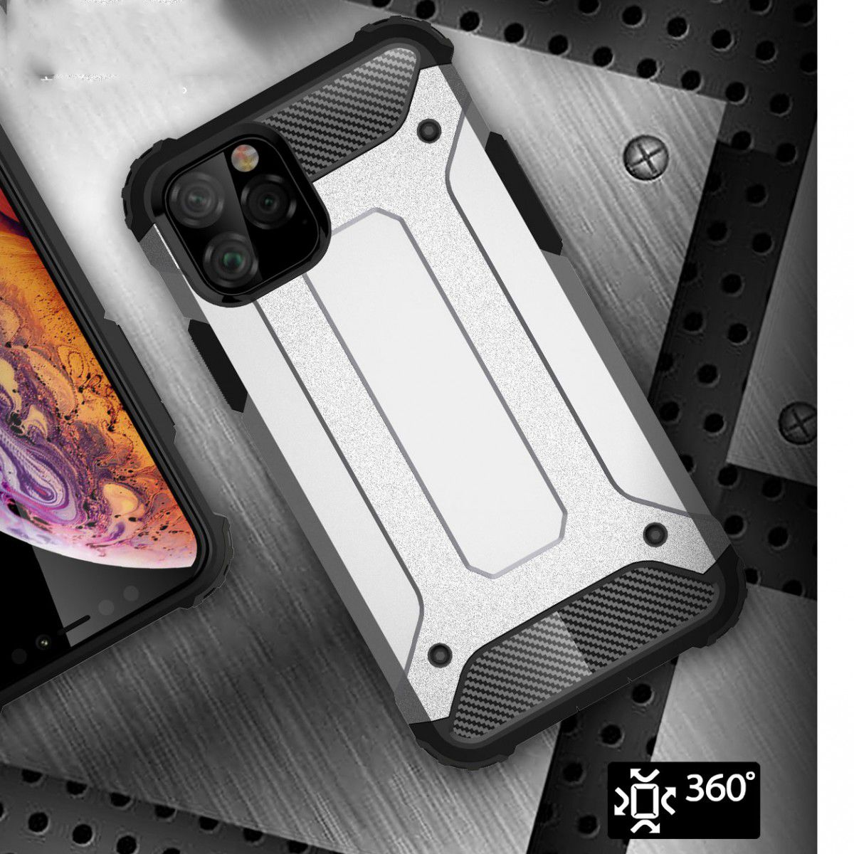 Apple IPhone 11 Pro Hoesje Shock Proof Hybride Back Cover Zwart afbeelding 3