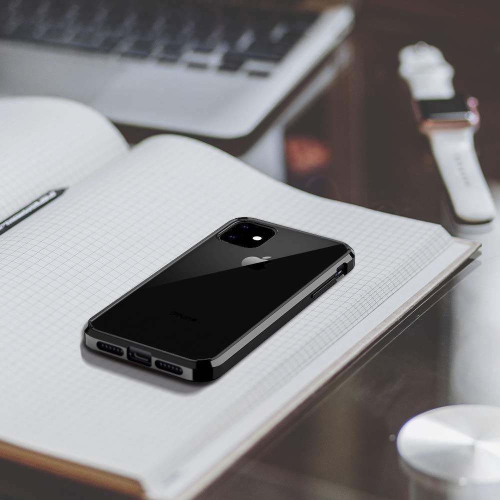 Apple iPhone 11 Pro Hoesje Armor Back Cover Transparant / Zwart afbeelding 8
