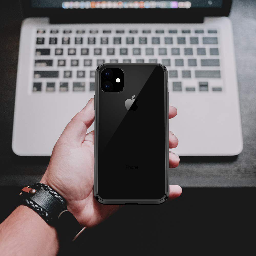 Apple iPhone 11 Hoesje Armor Back Cover Transparant/Zwart afbeelding 2