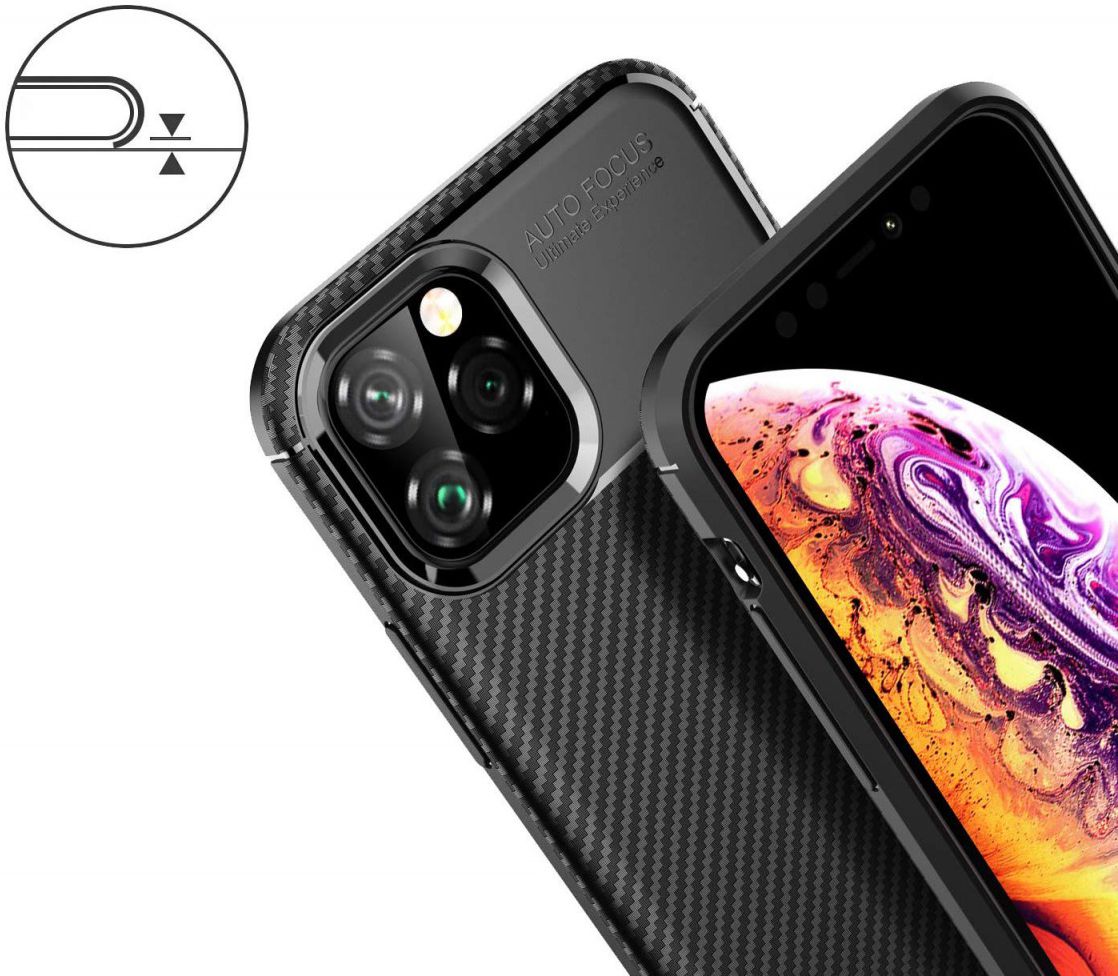 Apple iPhone 11 Pro Siliconen Carbon Hoesje Zwart afbeelding 6
