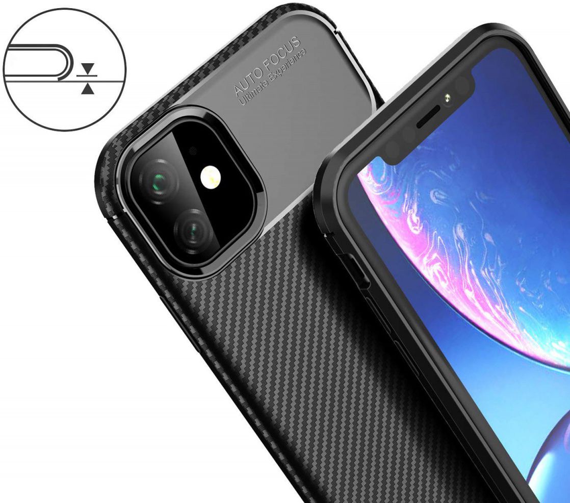 Apple iPhone 11 Hoesje Geborsteld Carbon Zwart afbeelding 7