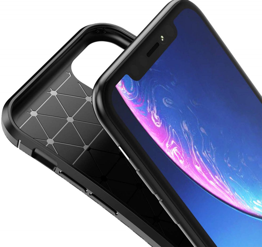 Apple iPhone 11 Hoesje Geborsteld Carbon Zwart afbeelding 6