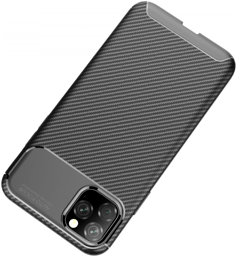 Apple iPhone 11 Pro Max Siliconen Carbon Hoesje Zwart afbeelding 12