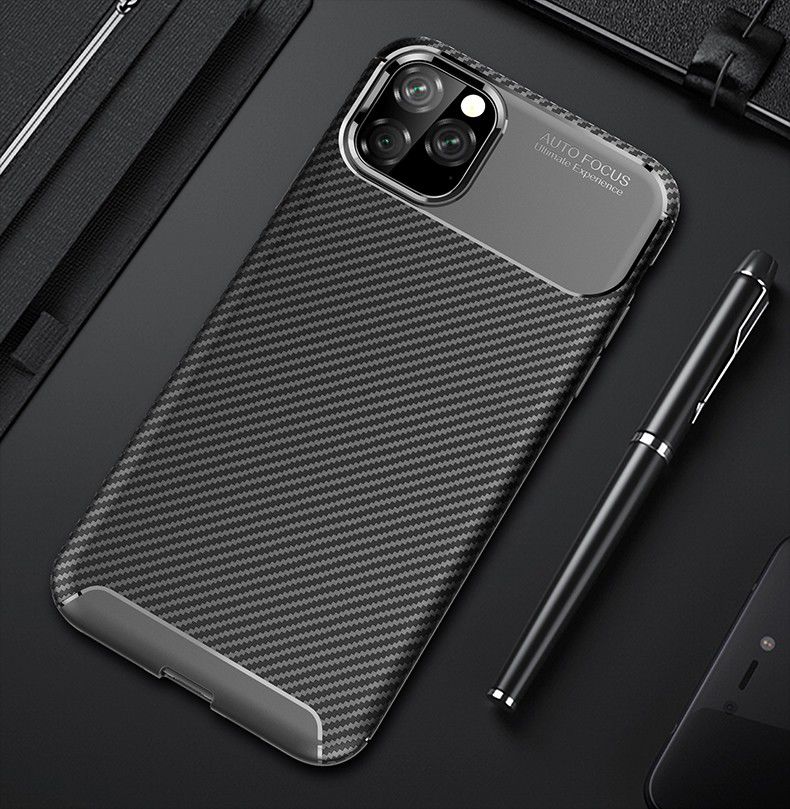 Apple iPhone 11 Pro Max Siliconen Carbon Hoesje Zwart afbeelding 13