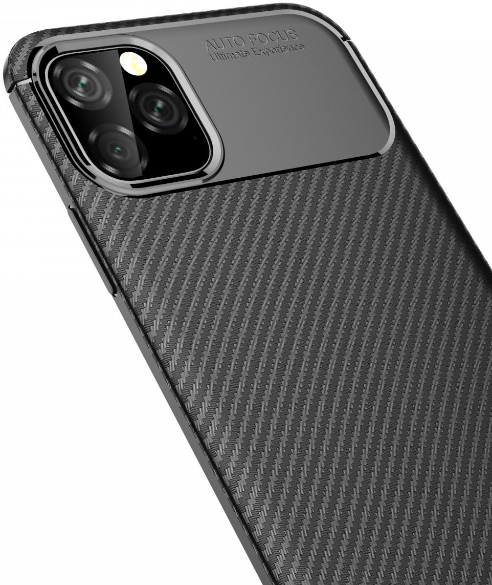 Apple iPhone 11 Pro Max Siliconen Carbon Hoesje Zwart afbeelding 8