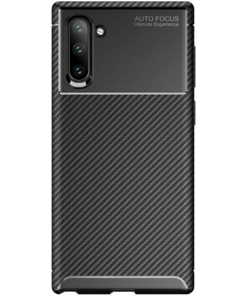 Samsung Galaxy Note 10 Siliconen Carbon Hoesje Zwart Hoesjes