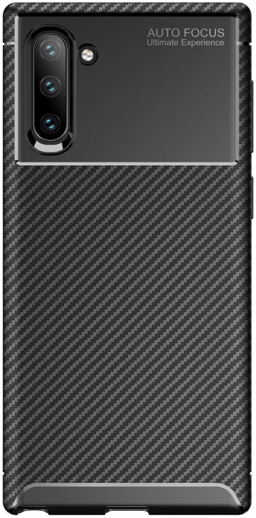 Samsung Galaxy Note 10 Siliconen Carbon Hoesje Zwart afbeelding 1