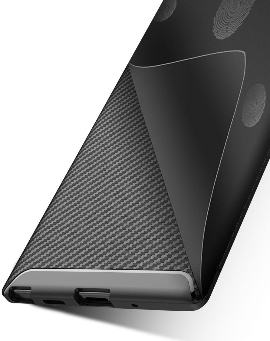 Samsung Galaxy Note 10 Siliconen Carbon Hoesje Zwart afbeelding 7