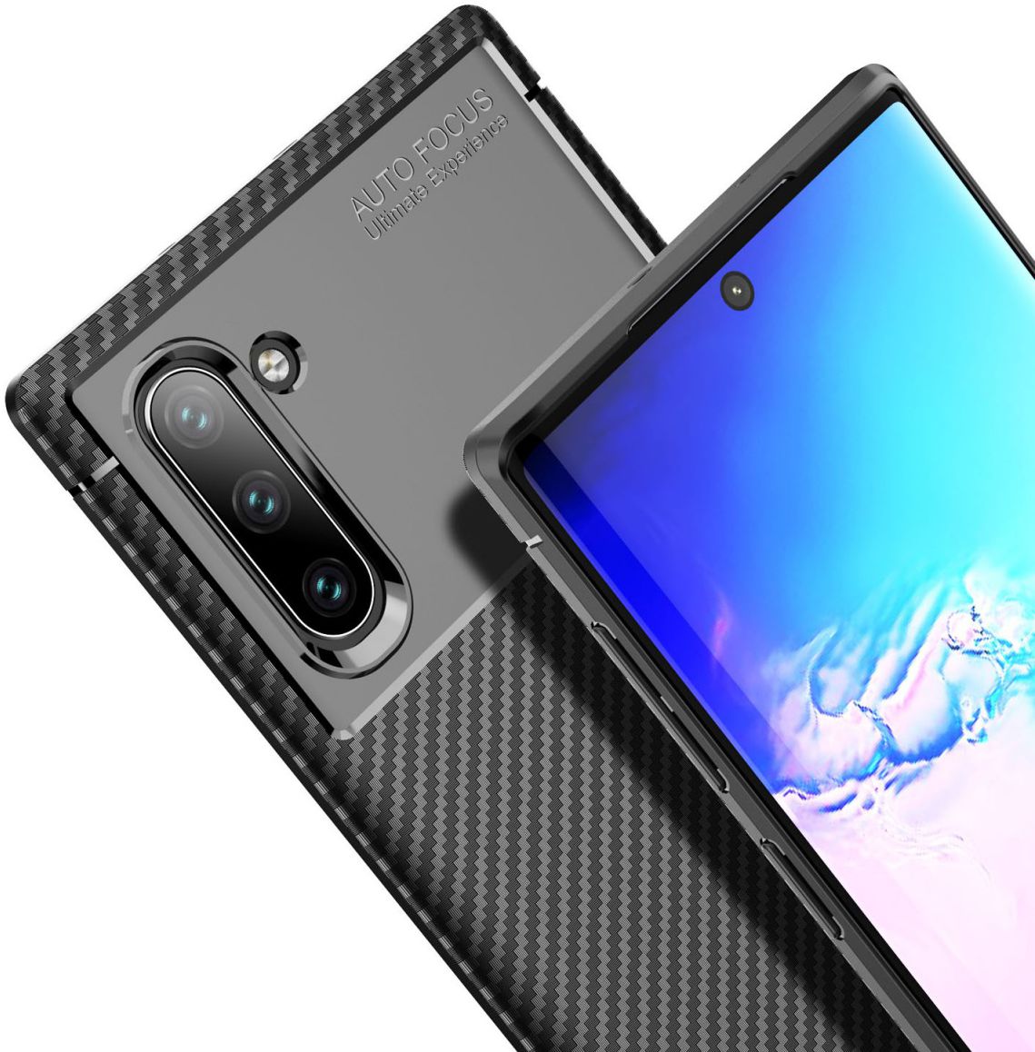 Samsung Galaxy Note 10 Siliconen Carbon Hoesje Zwart afbeelding 8