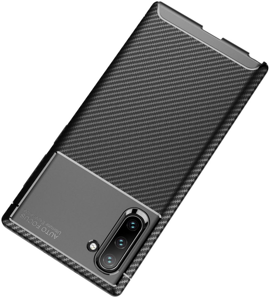 Samsung Galaxy Note 10 Siliconen Carbon Hoesje Zwart afbeelding 9