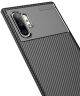 Samsung Galaxy Note 10 Plus Siliconen Carbon Hoesje Zwart