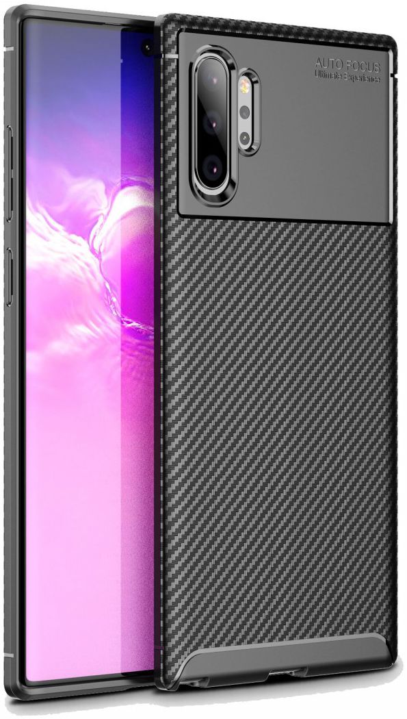 Samsung Galaxy Note 10 Plus Siliconen Carbon Hoesje Zwart afbeelding 4