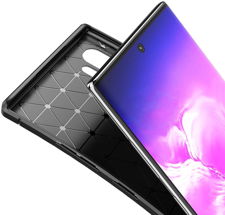 Samsung Galaxy Note 10 Plus Siliconen Carbon Hoesje Zwart afbeelding 6