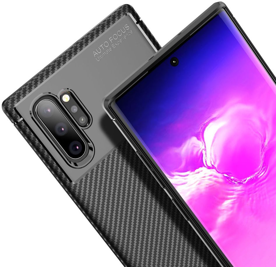 Samsung Galaxy Note 10 Plus Siliconen Carbon Hoesje Zwart afbeelding 9