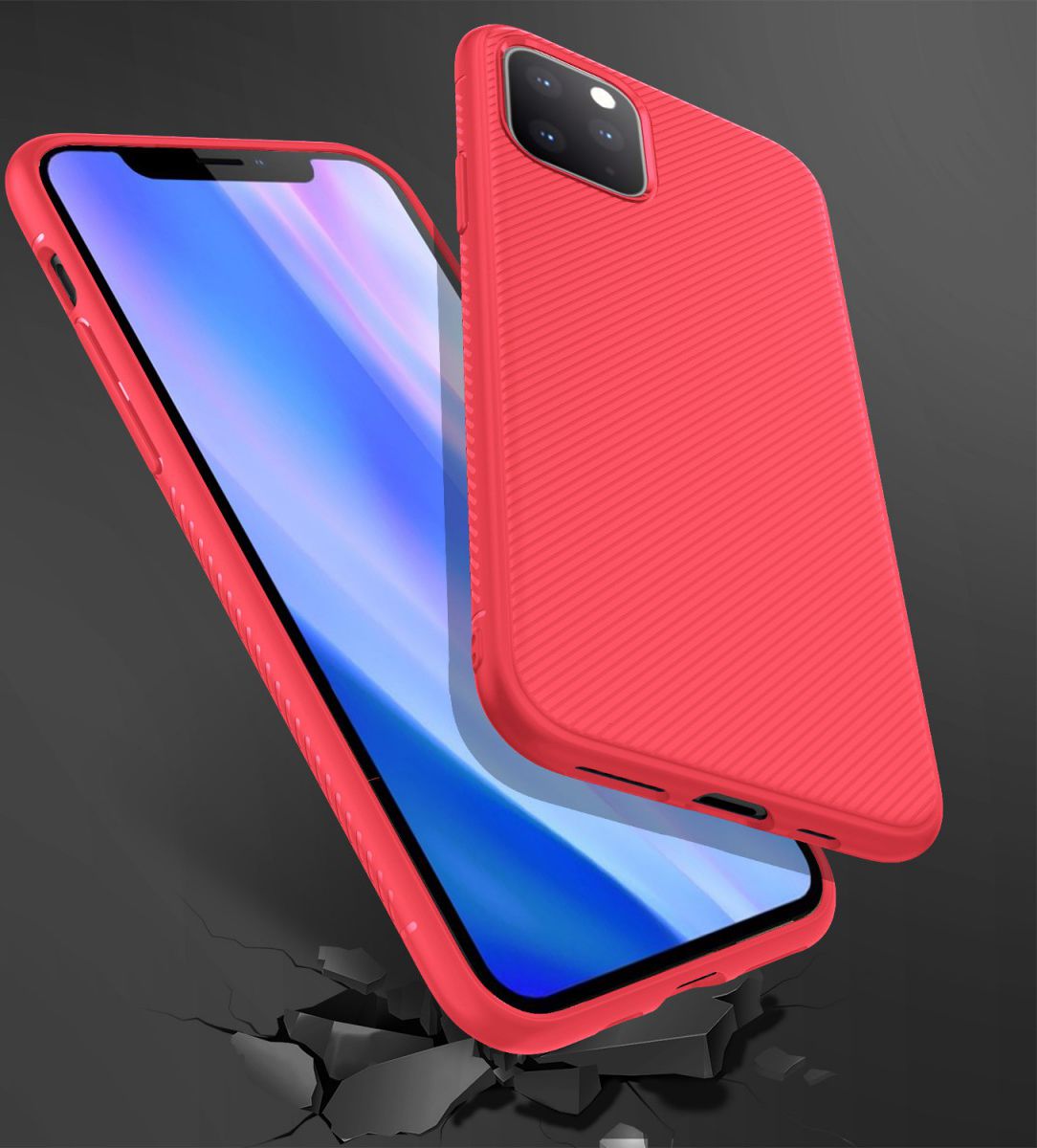 Apple iPhone 11 Pro Hoesje Twill Slim Textuur Rood afbeelding 5