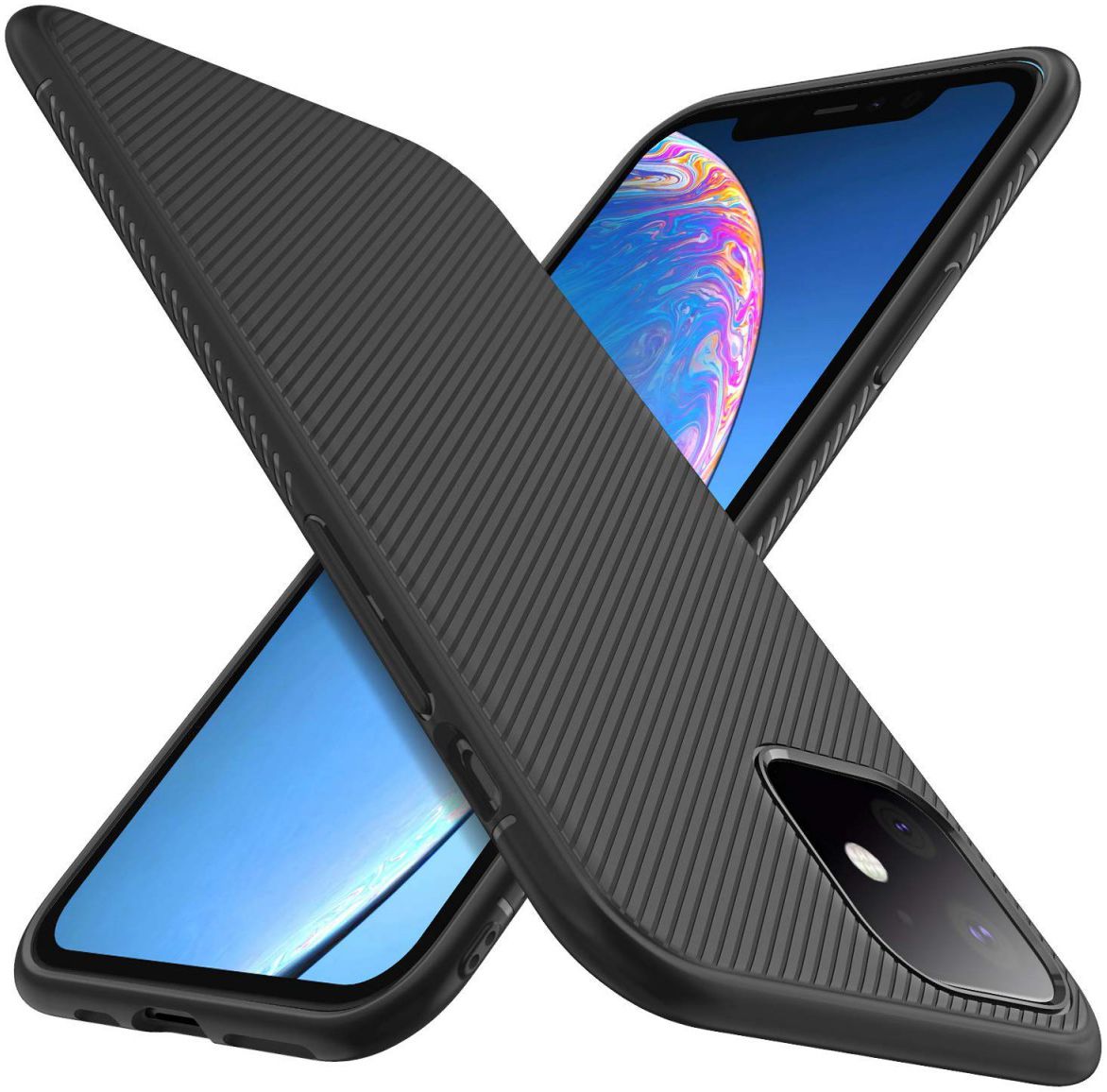Apple iPhone 11 Hoesje Twill Slim Textuur Zwart afbeelding 1