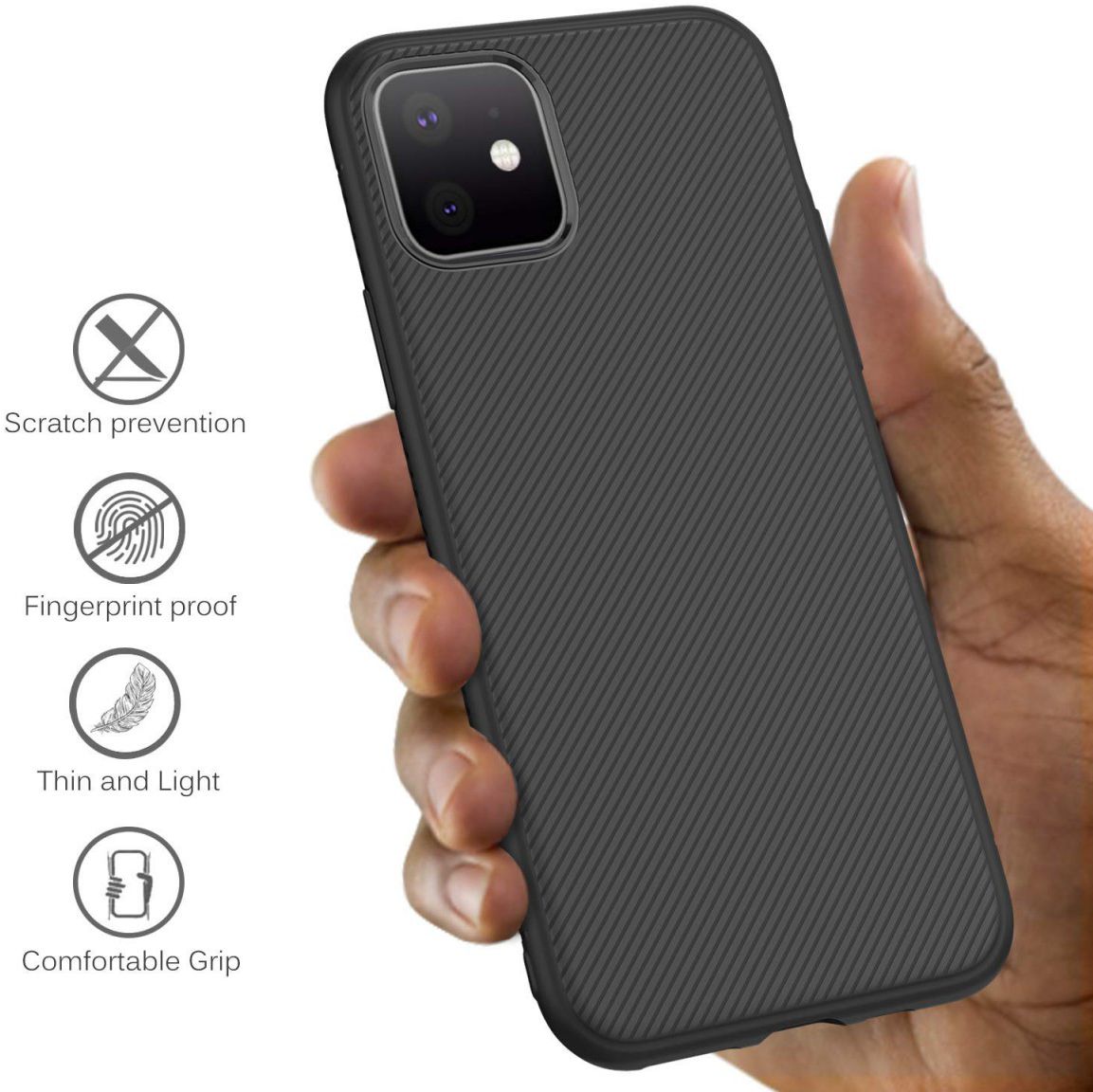 Apple iPhone 11 Hoesje Twill Slim Textuur Zwart afbeelding 2