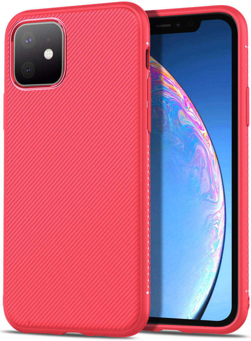 Apple iPhone 11 Twill Slim Texture TPU Hoesje Rood afbeelding 1