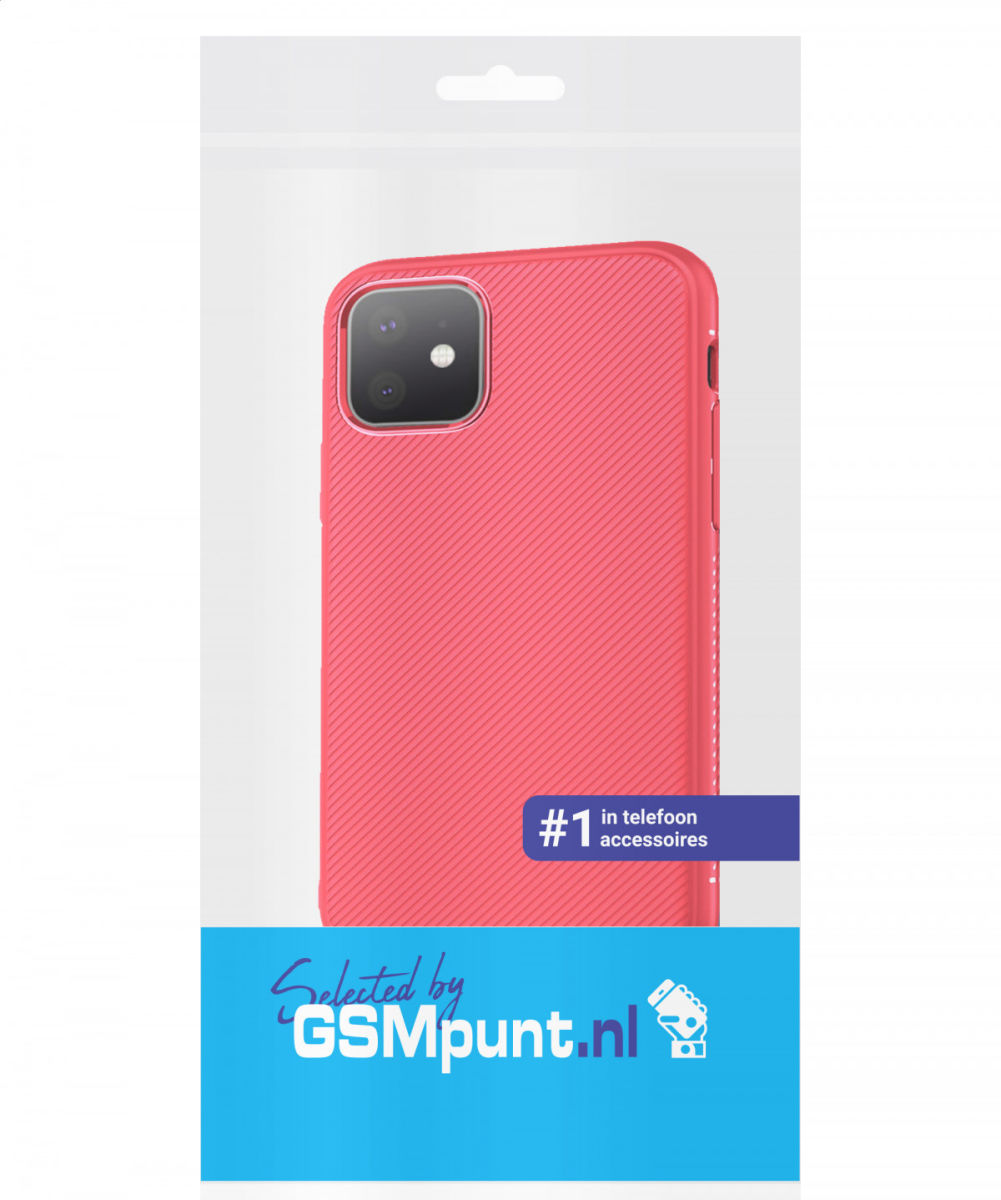Apple iPhone 11 Twill Slim Texture TPU Hoesje Rood afbeelding 2