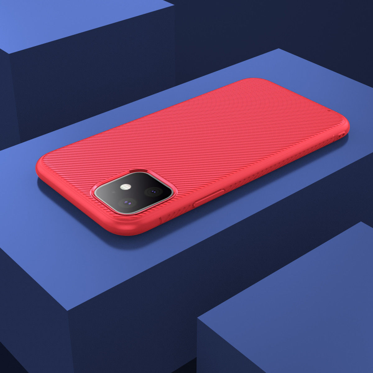 Apple iPhone 11 Twill Slim Texture TPU Hoesje Rood afbeelding 5