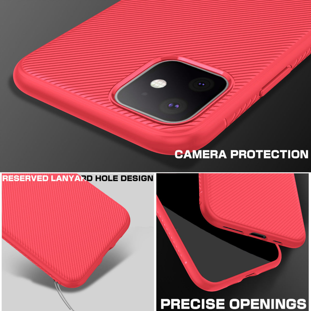 Apple iPhone 11 Twill Slim Texture TPU Hoesje Rood afbeelding 6