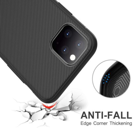 Apple iPhone 11 Pro Max Twill Slim Texture TPU Hoesje Zwart afbeelding 4