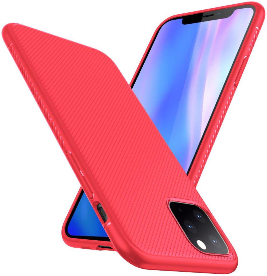 Apple iPhone 11 Pro Max Twill Slim Texture TPU Hoesje Rood afbeelding 1