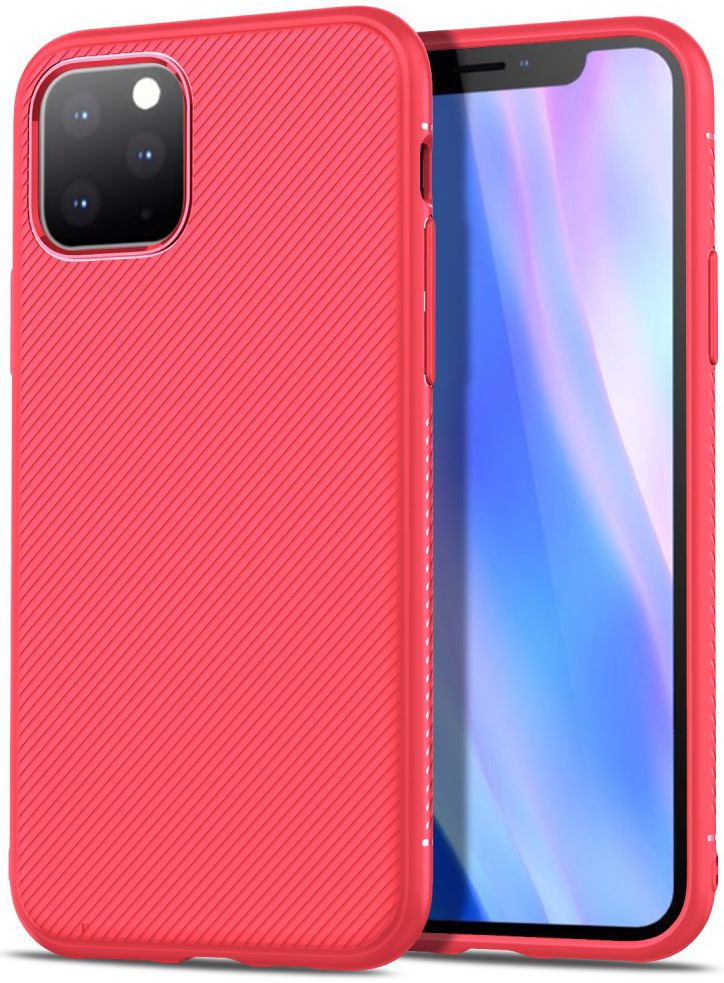 Apple iPhone 11 Pro Max Twill Slim Texture TPU Hoesje Rood afbeelding 4