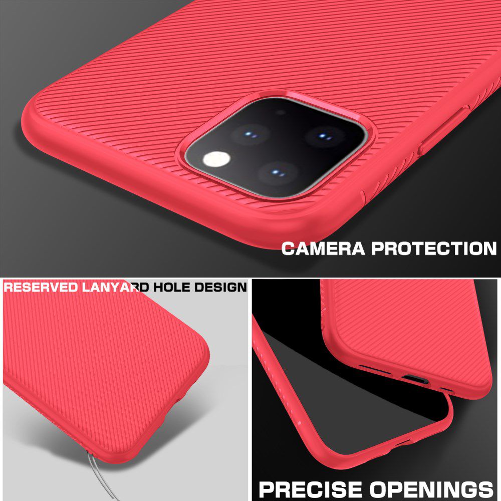 Apple iPhone 11 Pro Max Twill Slim Texture TPU Hoesje Rood afbeelding 7