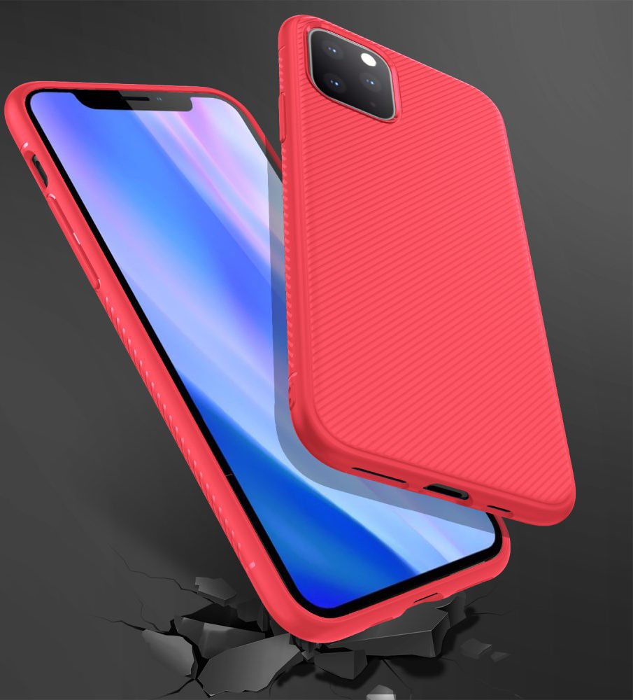 Apple iPhone 11 Pro Max Twill Slim Texture TPU Hoesje Rood afbeelding 8