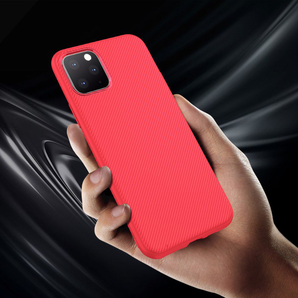 Apple iPhone 11 Pro Max Twill Slim Texture TPU Hoesje Rood afbeelding 9