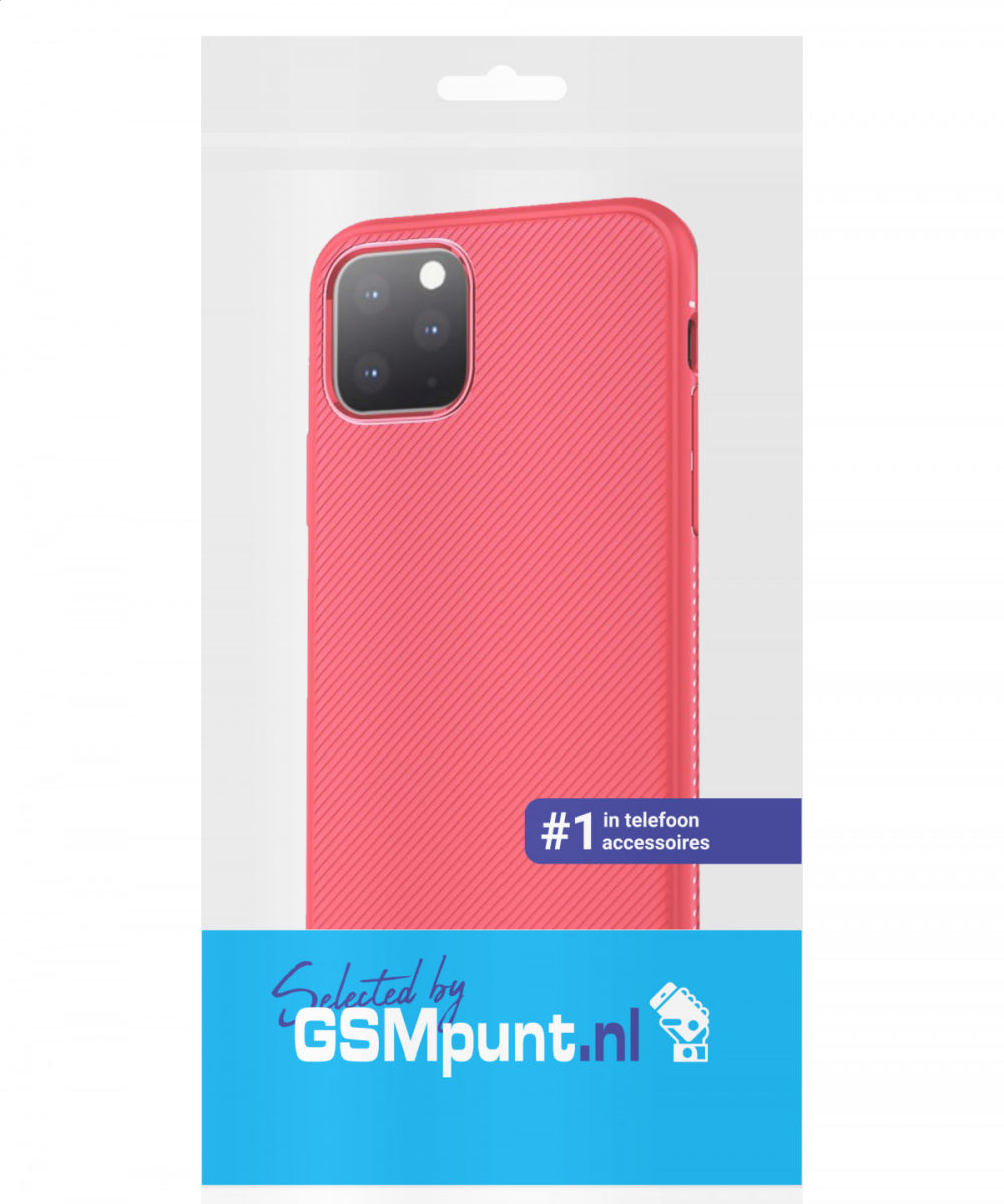 Apple iPhone 11 Pro Max Twill Slim Texture TPU Hoesje Rood afbeelding 2