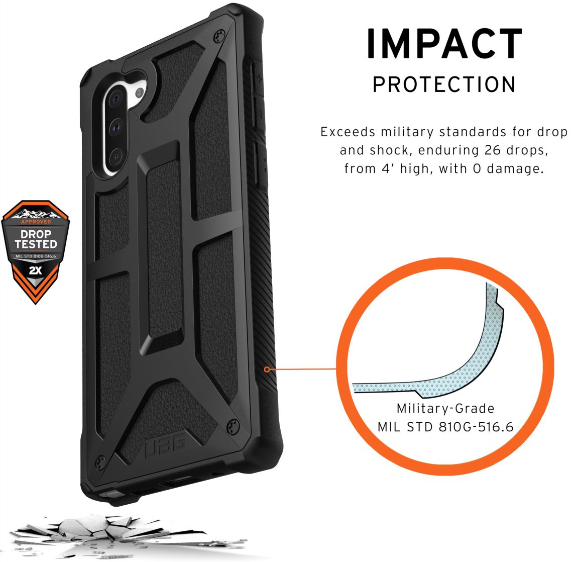 Urban Armor Gear Monarch Hoesje Samsung Galaxy Note 10 Black afbeelding 3