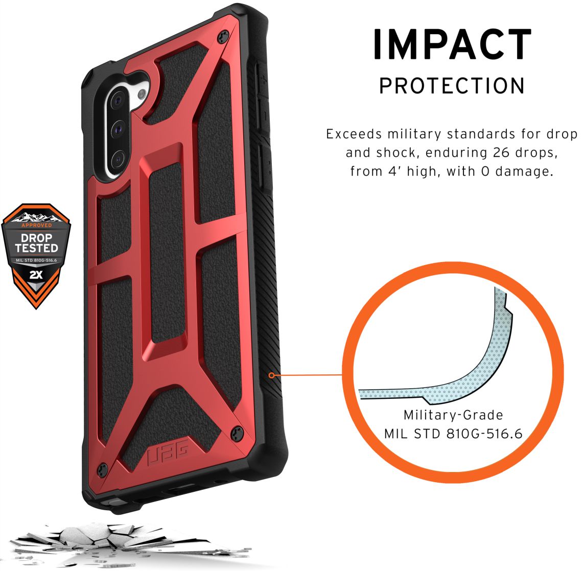 Urban Armor Gear Monarch Hoesje Samsung Galaxy Note 10 Crimson afbeelding 3