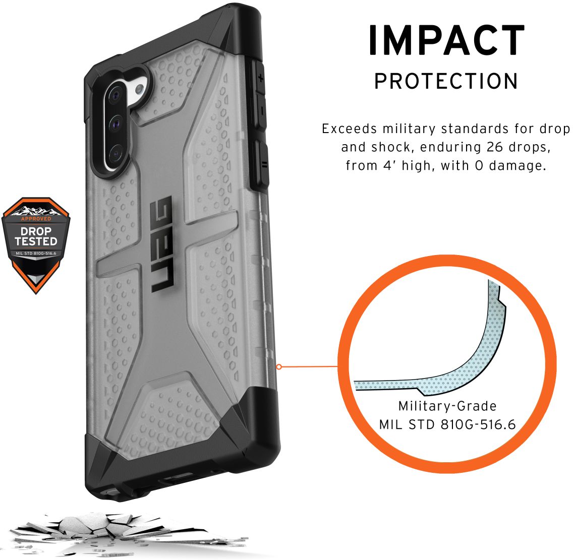 Urban Armor Gear Plasma Samsung Galaxy Note 10 Hoesje Transparant Ash afbeelding 3
