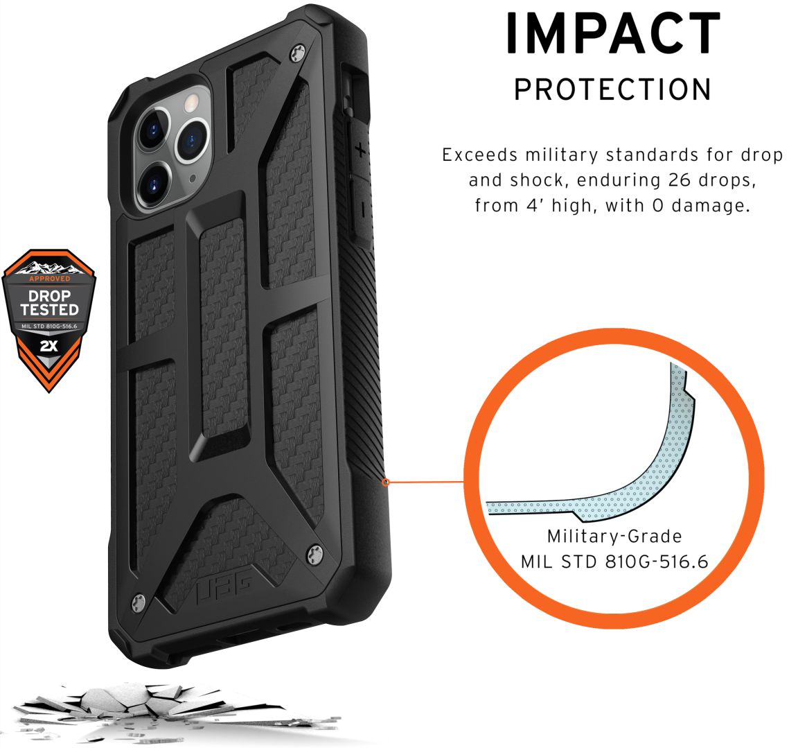 Urban Armor Gear Monarch Apple iPhone 11 Pro Hoesje Carbon Fiber afbeelding 3