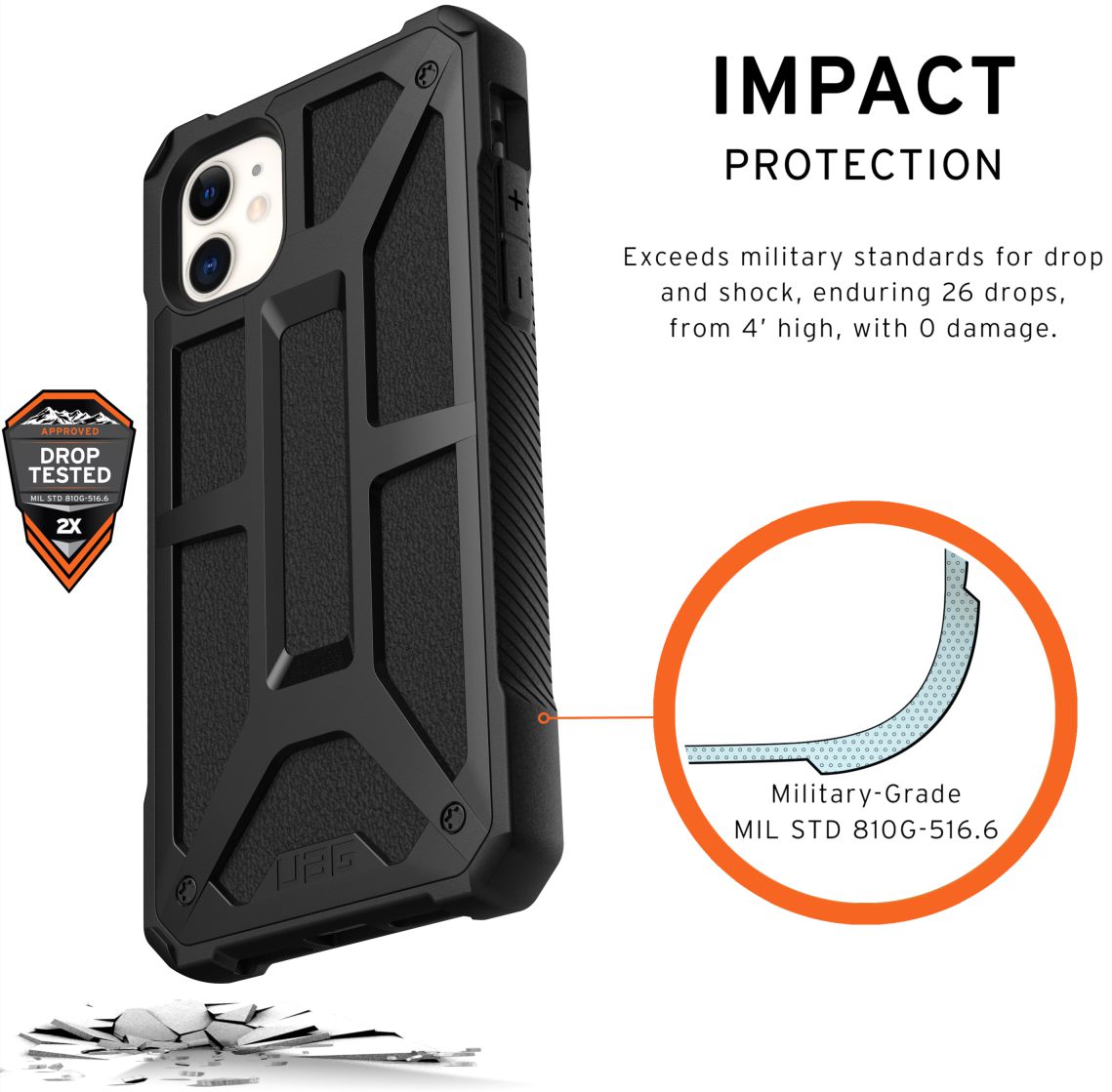 Urban Armor Gear Monarch Apple iPhone 11 Hoesje Zwart afbeelding 3