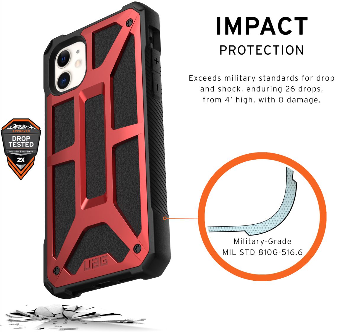 Urban Armor Gear Monarch Apple iPhone 11 Hoesje Crimson afbeelding 3