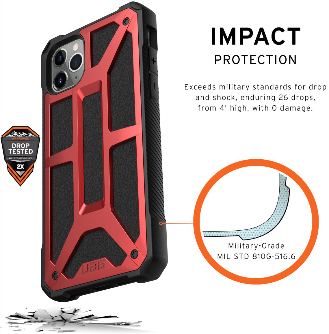 Urban Armor Gear Monarch Hoesje Apple iPhone 11 Pro Max Crimson afbeelding 3