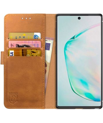 Rosso Element Samsung Galaxy Note 10 Plus Hoesje Book Cover Lichtbruin Hoesjes