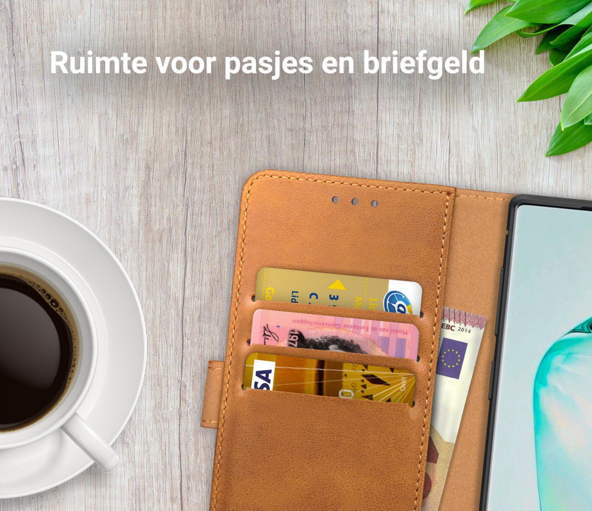 Rosso Element Samsung Galaxy Note 10 Plus Hoesje Book Cover Lichtbruin afbeelding 9