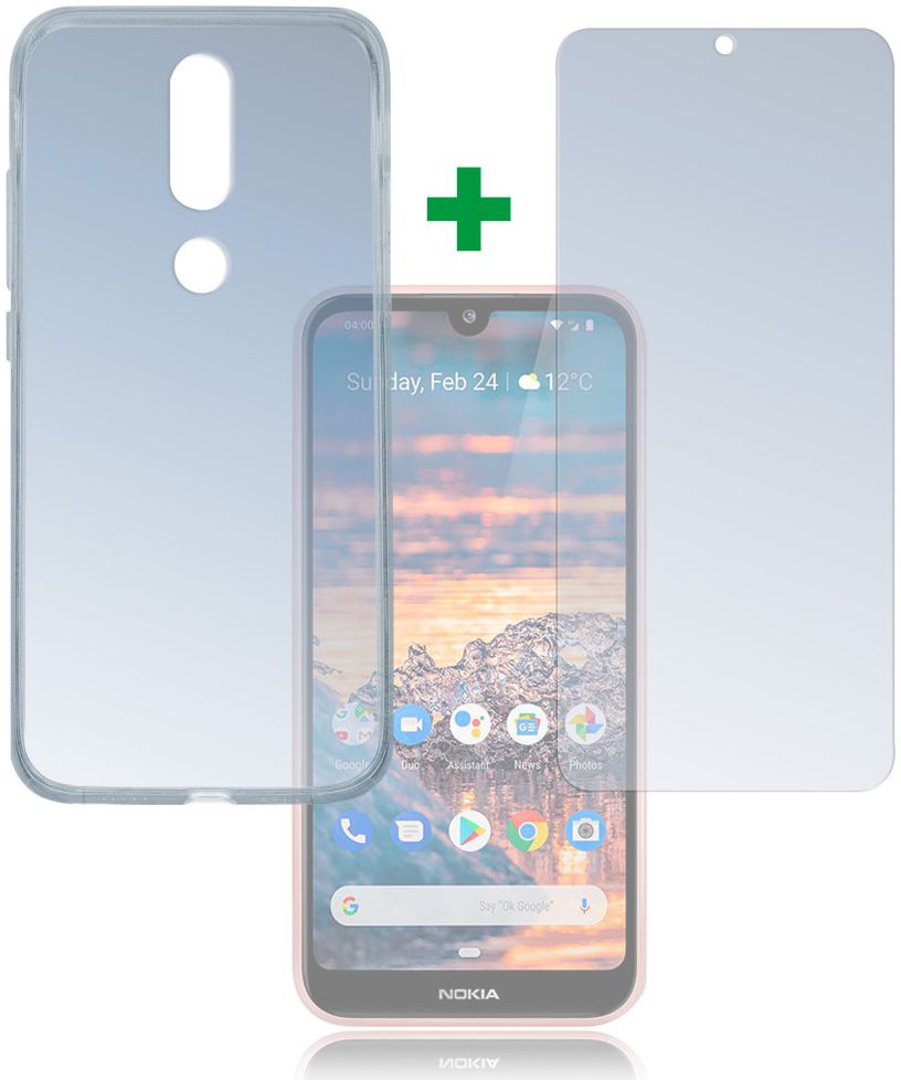 4smarts Tempered Glass en TPU Hoesje Nokia 4.2 Transparant afbeelding 1