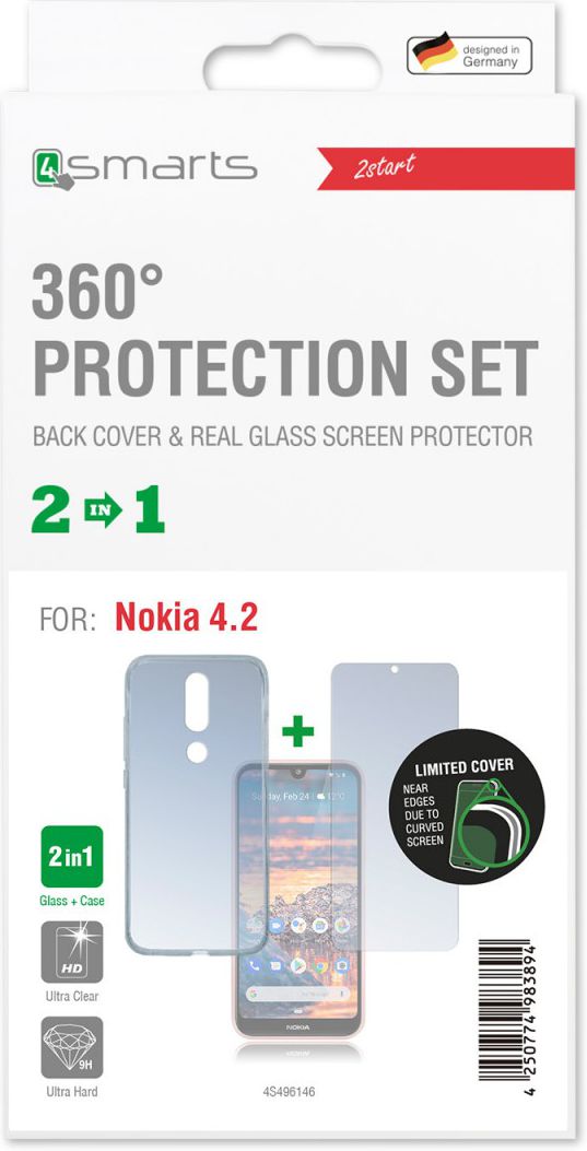 4smarts Tempered Glass en TPU Hoesje Nokia 4.2 Transparant afbeelding 2