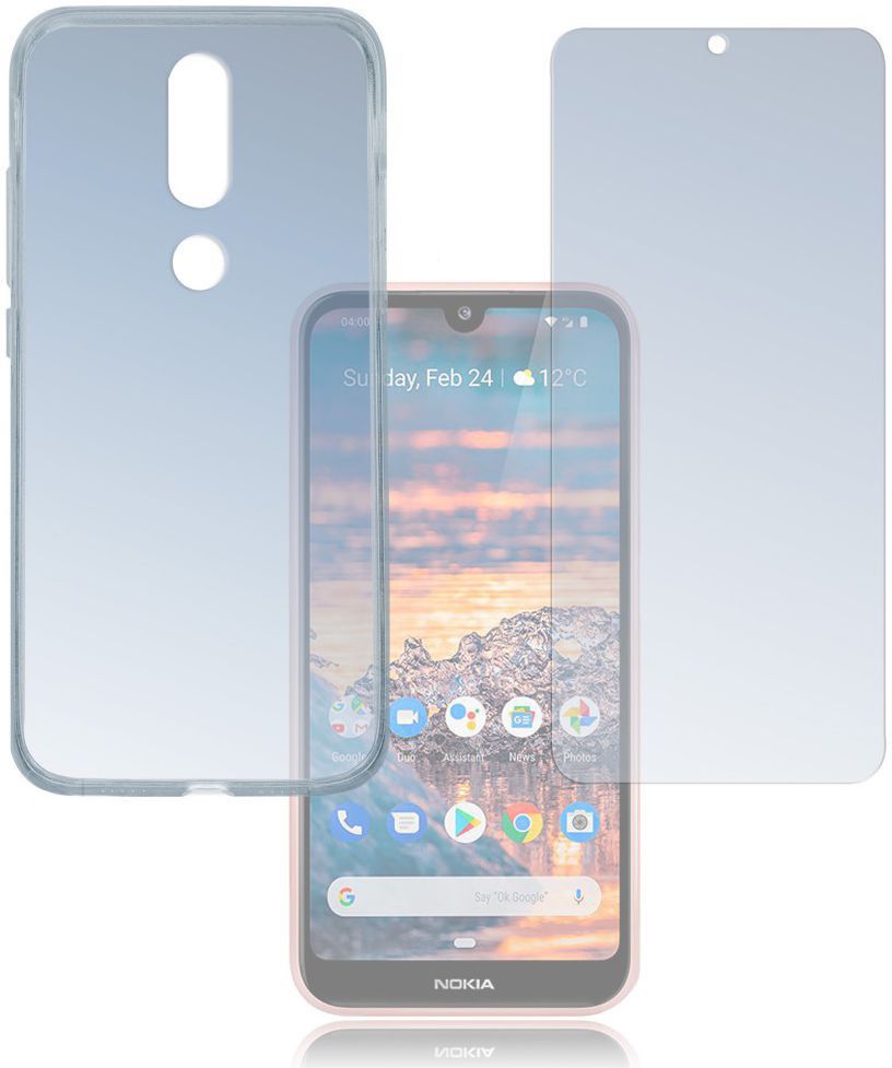 4smarts Tempered Glass en TPU Hoesje Nokia 4.2 Transparant afbeelding 5