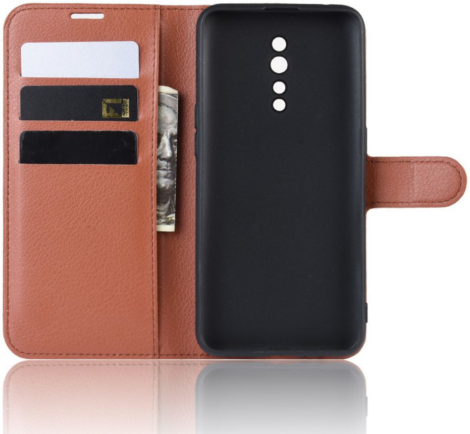 Oppo Reno Z Lychee Portemonnee Hoesje Bruin afbeelding 3