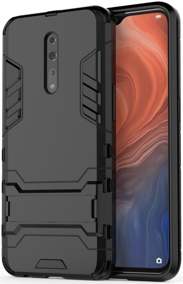 Oppo Reno Z Hybride Hoesje met Standaard Zwart afbeelding 1